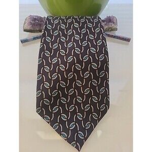 Vintage Brooks Brothers Tie Silk Handmade USA Navy w/ Buckle Design 3.5"W 60"L